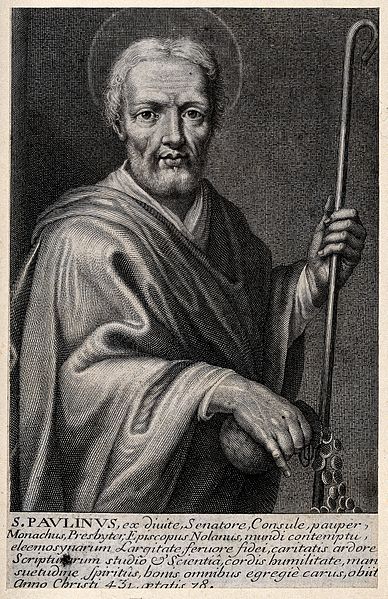 Line engraving of Saint Paulinus of Nola