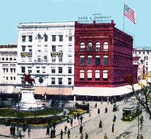 Saks and Co. and Kann's, NW corner of 7th St. and Pennsylvania Av., Washington, D.C., 1920. Saks and Co., Washington D.C. 1920 01.jpg