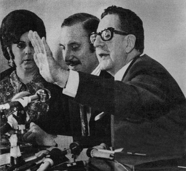 Letelier (middle) and Salvador Allende.