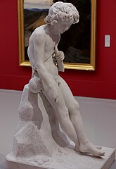 Jean-François Legendre-Héral, Giotto enfant traçant sur le sable une tête de bélier, 1841, marbre