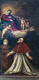 The Pope John XXII receives the scapular