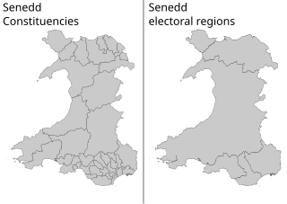 <span class="mw-page-title-main">Senedd constituencies and electoral regions</span> Electoral constituencies and regions of the Senedd, the Welsh Parliament