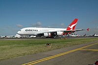 Airbus A380 авиакомпании Qantas в Международном аэропорту Сиднея
