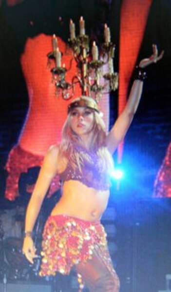 Shakira performing the closing number "Whenever, Wherever"in Rotterdam.