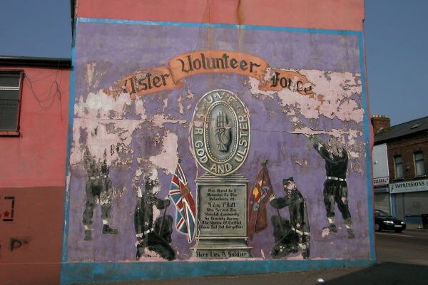 An old UVF mural on the Shankill Road, where the group was formed