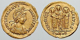 Солід Валентыніяна III з партрэтам, выпушчаны ў гонар яго вяселля з Еўдакіяй