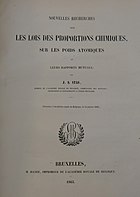 Nouvelles recherches sur les lois des proportions chimiques: sur les poids atomiques et leurs rapports mutuels (1865)