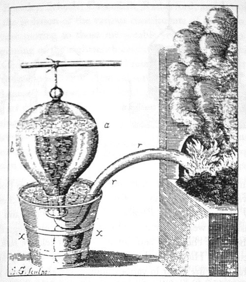 The pneumatic trough, invented by Stephen Hales in the 1700s. This was the initial model, used for the collection of airs (gases) produced by combusti