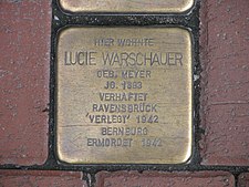 Pietra d'inciampo Lucie Warschauer, 1, Lange Laube 6, Mitte, Hannover.jpg