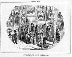 Image 2John Leech, Substance and Shadow (1843), published as Cartoon, No. 1 in Punch, the first use of the word cartoon to refer to a satirical drawing (from Cartoon)