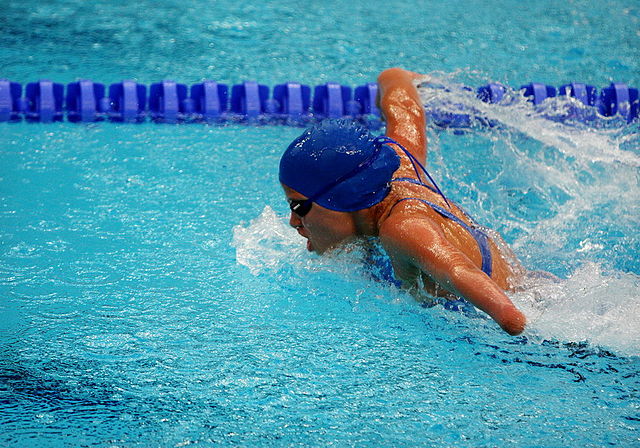 A Paralympian in the women's butterfly at the 2008 Summer Paralympics