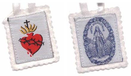 Model of the Scapular of the Sacred Heart revealed by the Virgin Mary to Estelle Faguette in Pellevoisin.