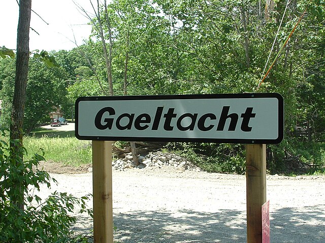 Signpost at the entrance to  Gaeltacht