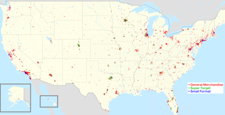 Map of Target stores in United States, as of December 2020 Target stores footprint 2020-12.png