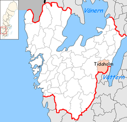 Tidaholms kommuns läge i Västra Götalands län
