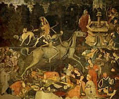 Fresco of the Triumph of Death. Trionfo della morte, gia a palazzo sclafani, galleria regionale di Palazzo Abbatellis, palermo (1446) , affresco staccato.jpg