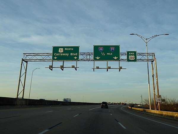 Western terminus at Interstates 20 & 59 in Birmingham.