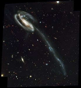 2002年にHSTのACSで撮像された相互作用銀河UGC 10214 (Arp 188, APG 188)。長い尾を持つ特徴的な姿から「おたまじゃくし銀河 (Tadpole Galaxy)」の通称で知られている。