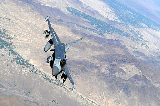 USAF F-16 after taking on fuel over Afghanistan