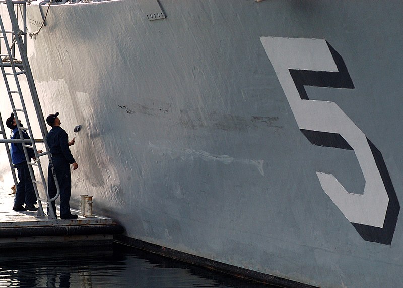 File:US Navy 070123-N-5253W-024 Sailors aboard the Avenger-class mine hunter USS Guardian (MCM 5) paint the hull while in port at Commander Fleet Activities Yokosuka during the ship's visit from it's home port of Sasebo, Japan.jpg