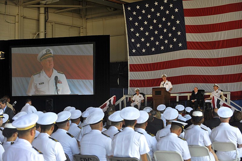 File:US Navy 100729-N-8273J-050 Chief of Naval Operations (CNO) Adm. Gary Roughead delivers remarks during the roll out ceremony of the Navy's newest airborne early warning and control aircraft, the E-2D Advanced Hawkeye.jpg