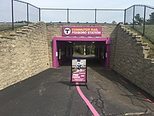 The underpass leading to the station Underpass at Foxboro station, September 2020.jpg