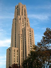 The Cathedral of Learning housed the law school from 1936 to 1976 UpittCOL.JPG