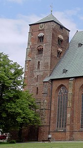 Verden, Bassa Sassonia, Germania, torre della cattedrale, 1151, stile italiano, mattoni a norma italiana