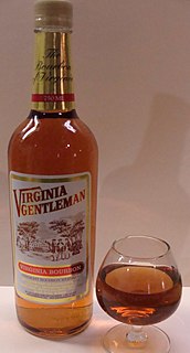 Virginia Gentleman Brand of bourbon whiskey distilled in Kentucky and re-distilled in Virginia