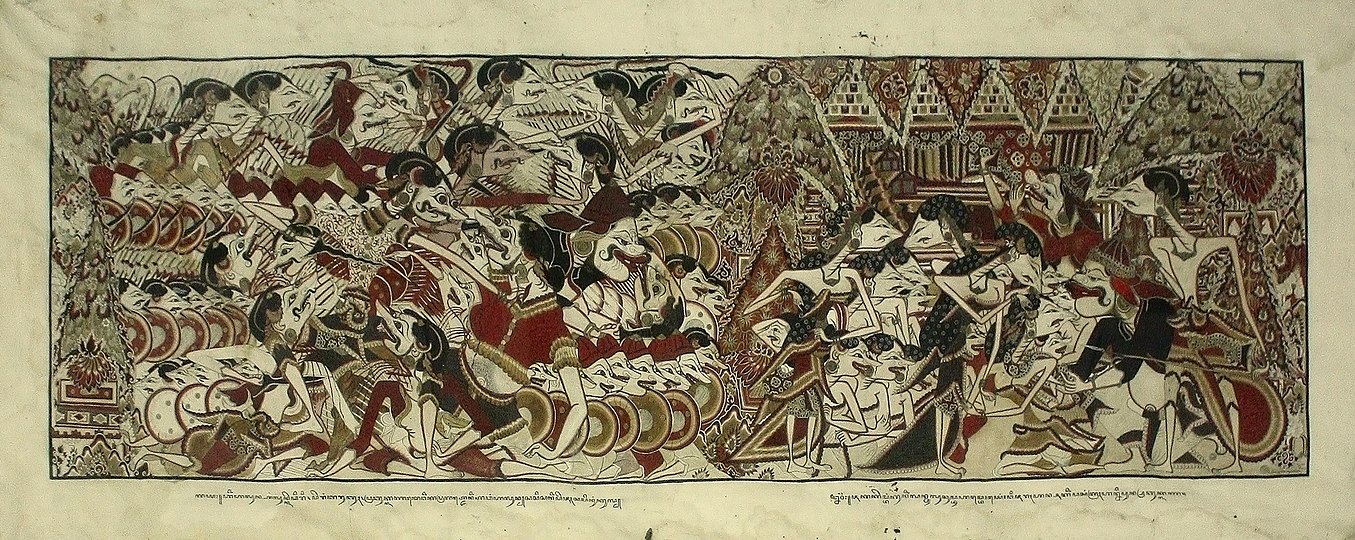 Wayang beber depiction of a battle.