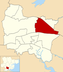 Location of Wickford South ward Wickford South ward in Basildon 1979.svg