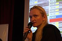 Lila Tretikov the executive director of the Wikimedia Foundation in wikiarabia 2015