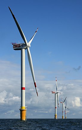 Éoliennes du parc éolien en mer de Thorton sur le plateau continental belge.