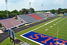 Rebel Stadium at West Monroe High School: The school has the most football national championships in LHSAA history Wmrebelstadium.jpg