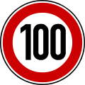 Common 100 km/h speed limit sign