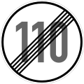 Zeichen 278-110 Ende der zulässigen Höchst­geschwindigkeit; bisher Zeichen 278-61