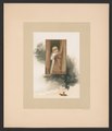 "Baby-sleep" - illustration for "Baby's Lullaby Book ... by Charles Stuart Pratt" showing a young girl pulling curtains closed; a candle in holder at bottom has been snuffed out LCCN2017650222.tif