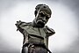 The bust of Ukrainian national poet Taras Shevchenko in Borodianka with a bullet hole in the head during the Russian invasion of Ukraine. Borodianka - svit prodovzhuiut' zhakhati naslidki rosiis'koyi okupatsiyi u naselenikh punktakh pid Kiievom 41.jpg