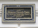 Johann Strauss father - memorial plaque