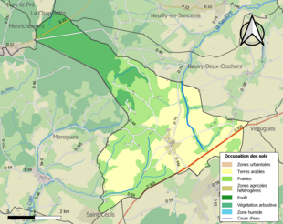 Barevná mapa znázorňující využití půdy.