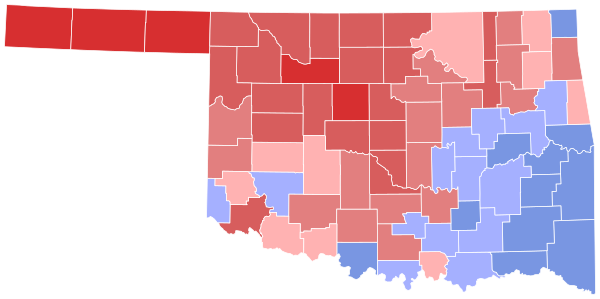 2002 United States Senate election in Oklahoma results map by county.svg