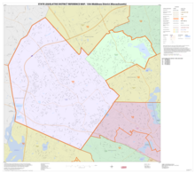 Map of Massachusetts House of Representatives' 15th Middlesex district, 2013. Based on the 2010 United States census. 2013 map 15th Middlesex district Massachusetts House of Representatives DC10SLDL25132 001.png