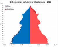 2nd generation partial migrant background population pyramid in the Netherlands.svg