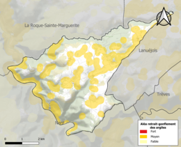 Carte des zones d'aléa retrait-gonflement des sols argileux de Revens.