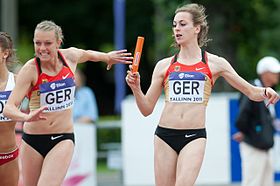 Katharina Grompe (left) at the U20 European Championships 2011