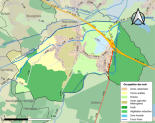 Kolorowa mapa przedstawiająca użytkowanie gruntów.