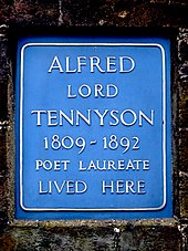 Tennyson plaque at 15 Montpelier Row Alfred Lord Tennyson 1908-1892 Poet Laureate lived here.jpg