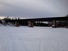 Bridge over Mattawishkwia River south of Hearst Algoma Central Railway bridge over Mattawishkwia river at Hearst.jpg