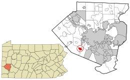 Allegheny County Pennsylvania incorporated and unincorporated areas Bridgeville highlighted.svg