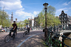Street scene in an Amsterdam Channel. The Netherlands